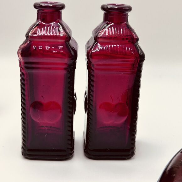 Lot of 6 Vintage Mini Weaton Glass Bottles Ruby Red 3 inch Franklin Apples - Picture 5 of 12